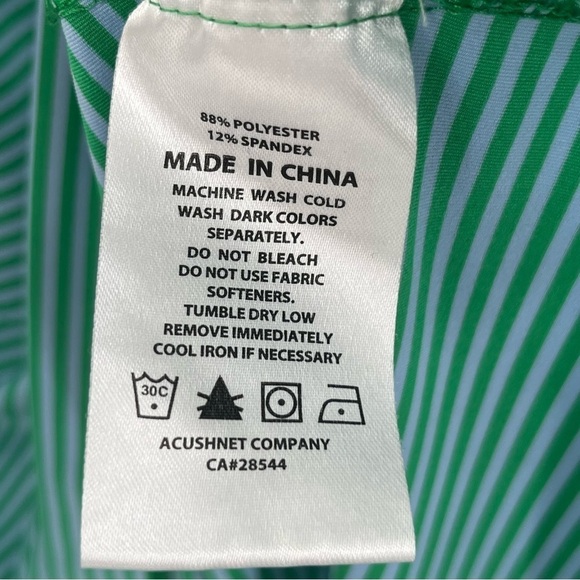 Foot Joy Size M Green Purple Stripe Logo Golf Polo - Picture 5 of 10